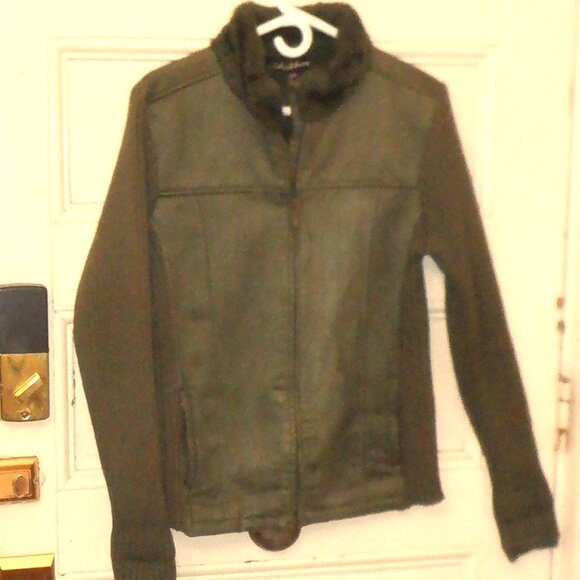 ~ LADY HATHAWAY ~ Front Zip, Lined Sweater / Jacket~ SUEDE / Poly Sleeve - Picture 1 of 2